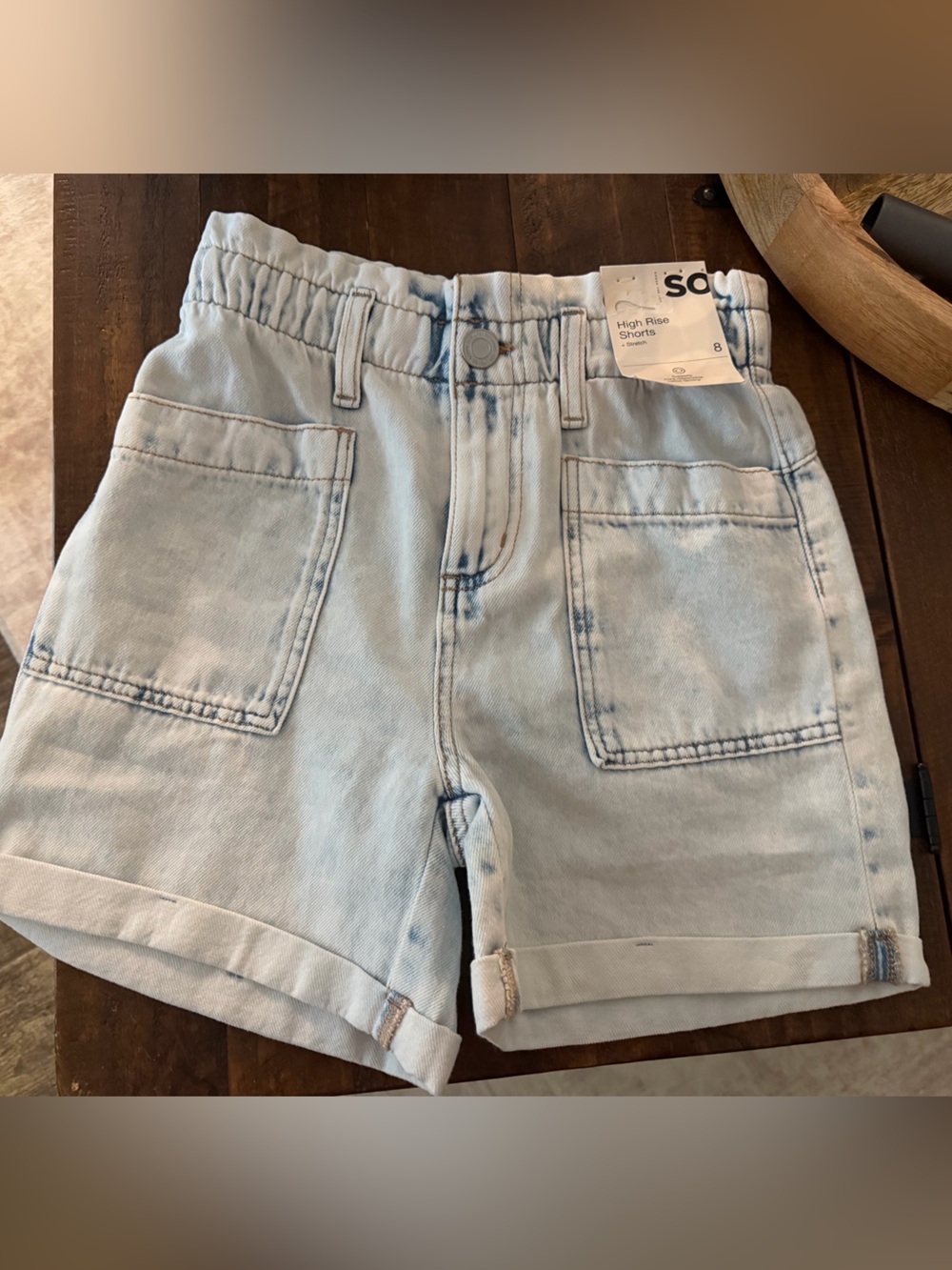 Light Wash Denim Girls Shorts - Light Blue